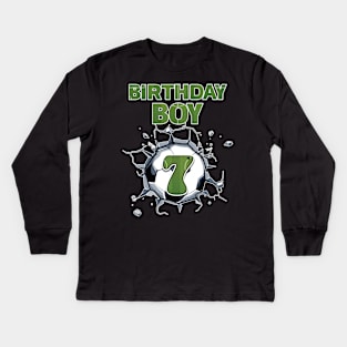 7th Birthday Boys Soccer player Gift For Boys Kids toddlers Kids Long Sleeve T-Shirt